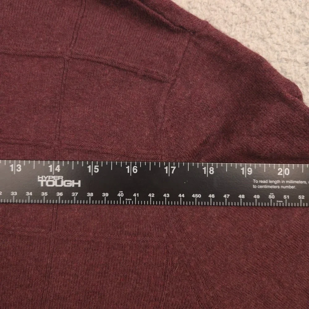 Banana Republic Mens V Neck Sweater Cotton Silk Wool Blend M Maroon Windowpane